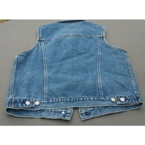 Girls Jean Vest Size M Holiday Winter Handpainted Snowman - Picture 10 of 12